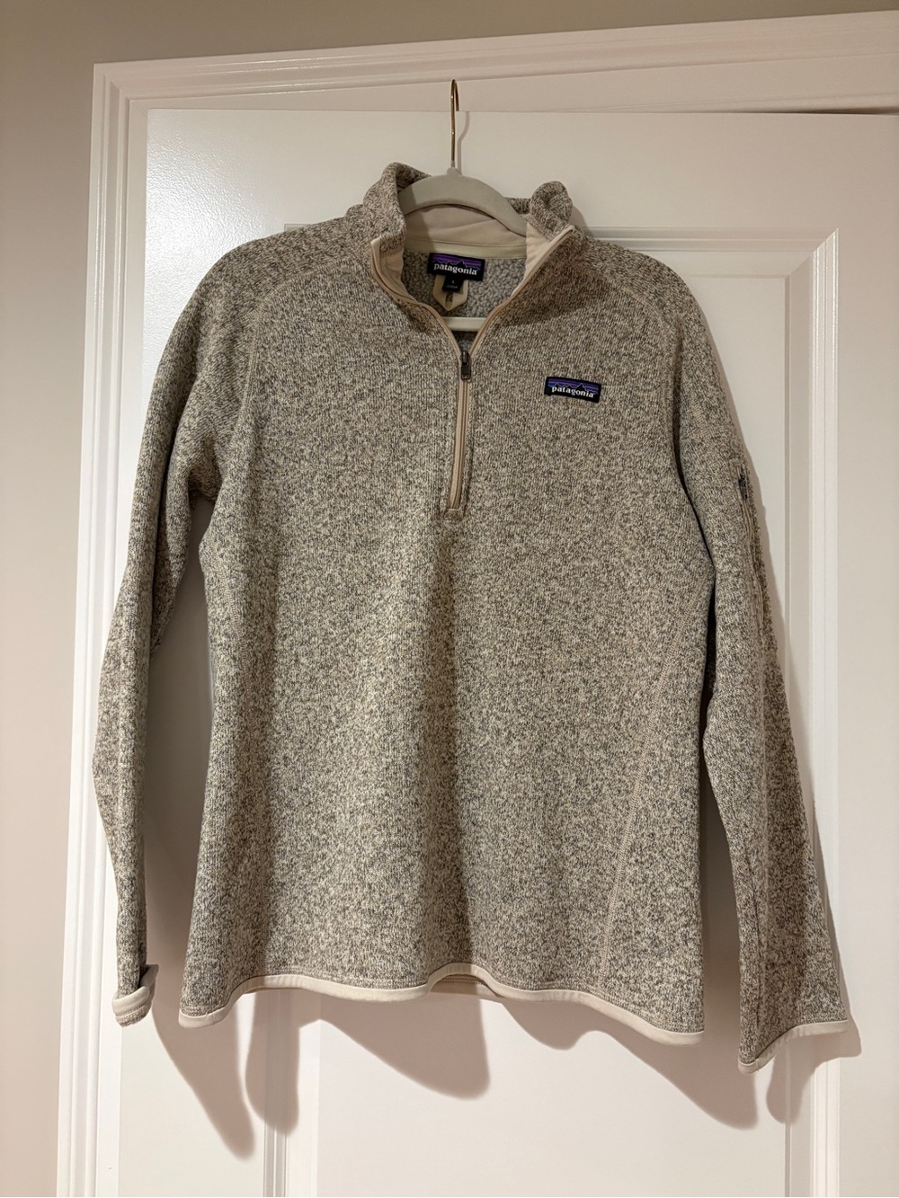 Patagonia Women’s Quarter-Zip Fleece Pullover - Heathered Cream/Gray